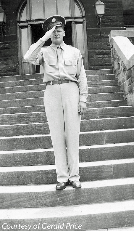 Victor & Donald Price before shipping off to Pacific Theater with Margaret Conville Price (mother) and Margaret Price Johnson [aunt] [Donald's wife]  (WWII)
